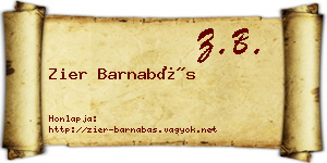 Zier Barnabás névjegykártya